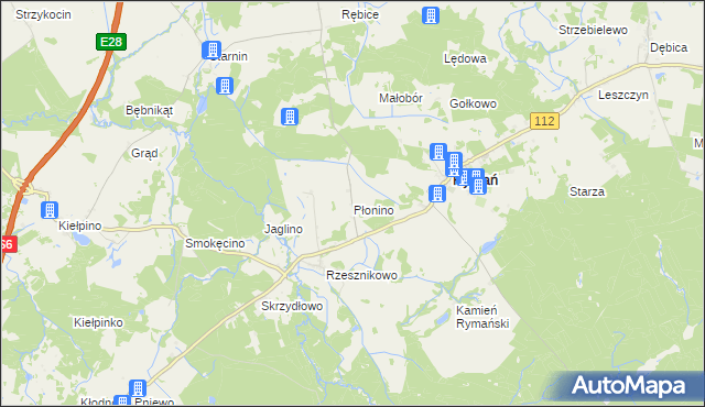 mapa Płonino, Płonino na mapie Targeo