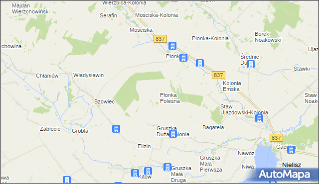 mapa Płonka Poleśna, Płonka Poleśna na mapie Targeo