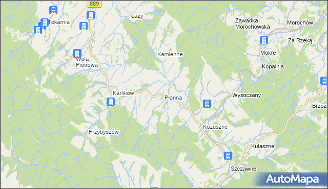 mapa Płonna gmina Bukowsko, Płonna gmina Bukowsko na mapie Targeo