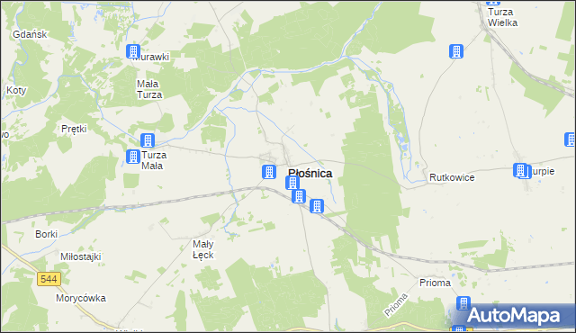 mapa Płośnica, Płośnica na mapie Targeo