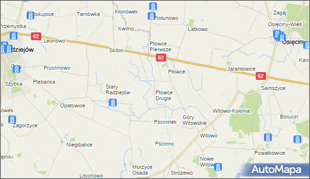 mapa Płowce Drugie, Płowce Drugie na mapie Targeo