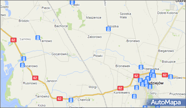 mapa Płowki, Płowki na mapie Targeo