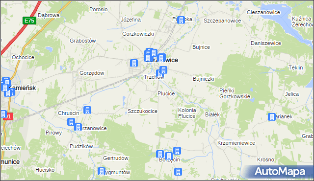 mapa Plucice, Plucice na mapie Targeo