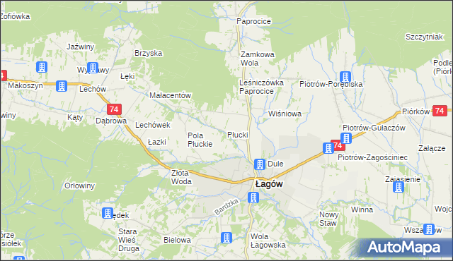 mapa Płucki, Płucki na mapie Targeo