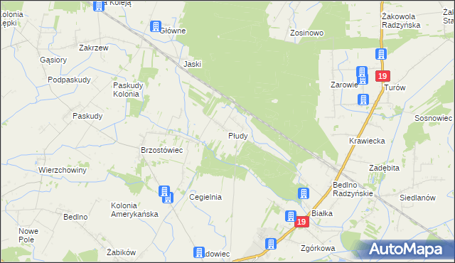 mapa Płudy gmina Radzyń Podlaski, Płudy gmina Radzyń Podlaski na mapie Targeo