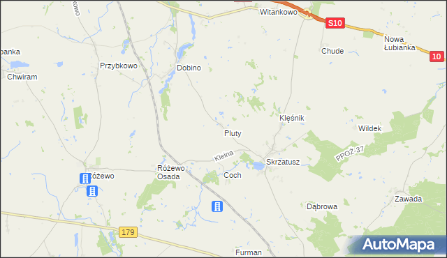 mapa Pluty gmina Szydłowo, Pluty gmina Szydłowo na mapie Targeo