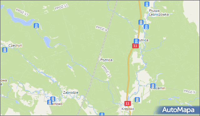 mapa Płytnica gmina Szydłowo, Płytnica gmina Szydłowo na mapie Targeo