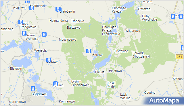 mapa Pniewy gmina Gąsawa, Pniewy gmina Gąsawa na mapie Targeo