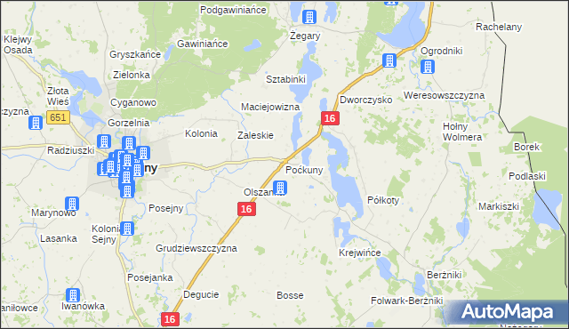 mapa Poćkuny, Poćkuny na mapie Targeo