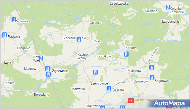 mapa Poczołków, Poczołków na mapie Targeo