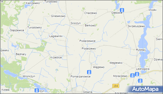 mapa Podarzewo, Podarzewo na mapie Targeo