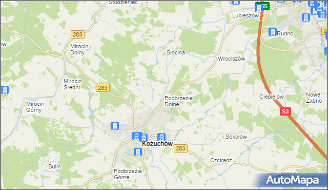 mapa Podbrzezie Dolne, Podbrzezie Dolne na mapie Targeo