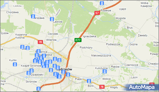 mapa Podchojny, Podchojny na mapie Targeo