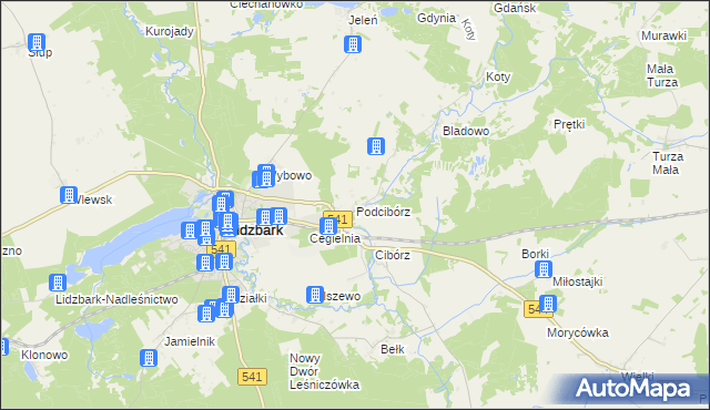 mapa Podcibórz, Podcibórz na mapie Targeo