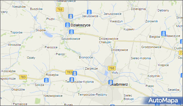 mapa Podgaje gmina Skalbmierz, Podgaje gmina Skalbmierz na mapie Targeo