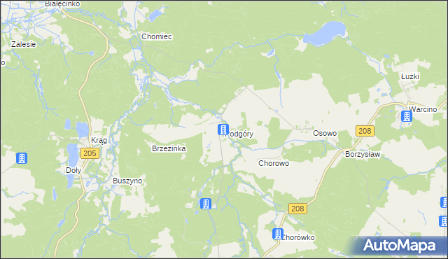 mapa Podgóry gmina Kępice, Podgóry gmina Kępice na mapie Targeo