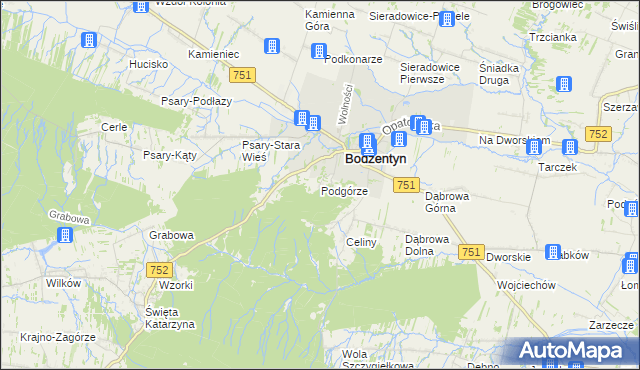 mapa Podgórze gmina Bodzentyn, Podgórze gmina Bodzentyn na mapie Targeo