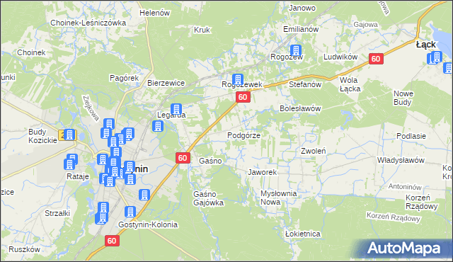 mapa Podgórze gmina Gostynin, Podgórze gmina Gostynin na mapie Targeo