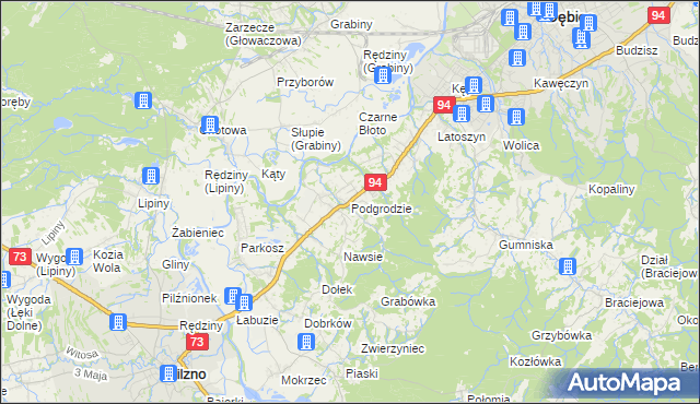 mapa Podgrodzie gmina Dębica, Podgrodzie gmina Dębica na mapie Targeo