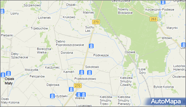 mapa Podkiejsze, Podkiejsze na mapie Targeo