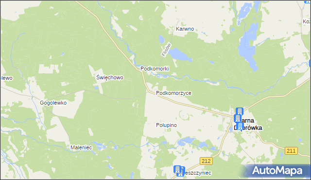 mapa Podkomorzyce, Podkomorzyce na mapie Targeo