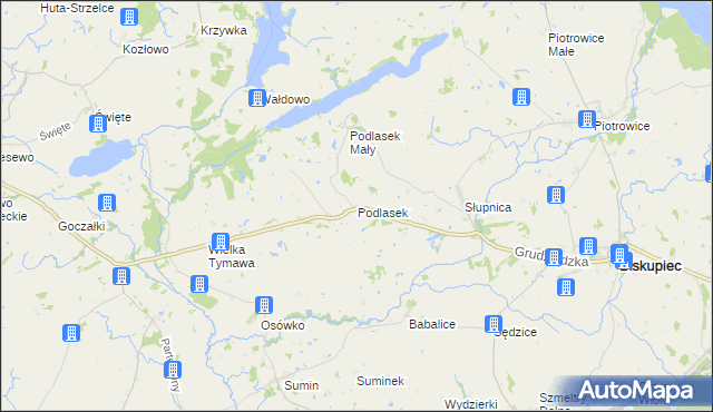 mapa Podlasek gmina Biskupiec, Podlasek gmina Biskupiec na mapie Targeo