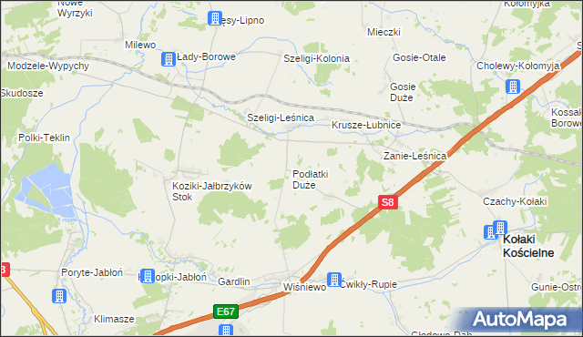 mapa Podłatki Duże, Podłatki Duże na mapie Targeo