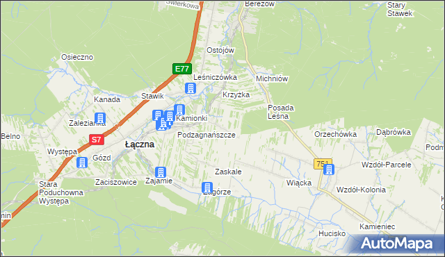 mapa Podłazie gmina Łączna, Podłazie gmina Łączna na mapie Targeo