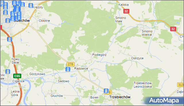 mapa Podlegórz, Podlegórz na mapie Targeo