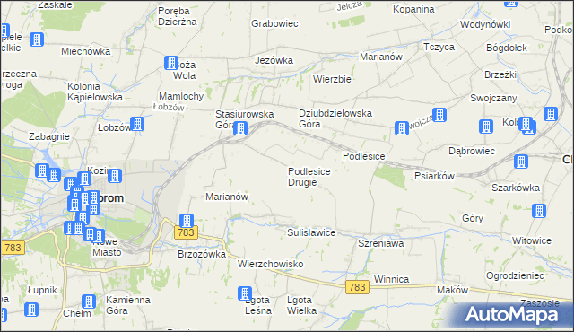 mapa Podlesice Drugie, Podlesice Drugie na mapie Targeo