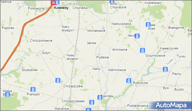 mapa Podlesie gmina Biała Rawska, Podlesie gmina Biała Rawska na mapie Targeo