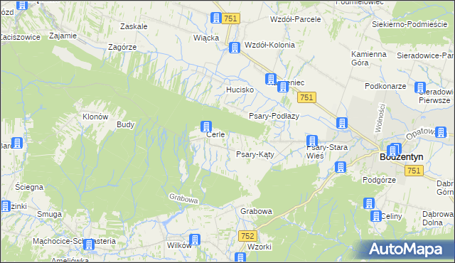 mapa Podlesie gmina Bodzentyn, Podlesie gmina Bodzentyn na mapie Targeo