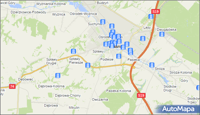 mapa Podlesie gmina Kraśnik, Podlesie gmina Kraśnik na mapie Targeo