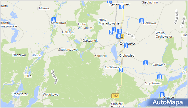 mapa Podlesie gmina Orchowo, Podlesie gmina Orchowo na mapie Targeo