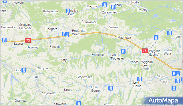 mapa Podlesie gmina Pilzno, Podlesie gmina Pilzno na mapie Targeo