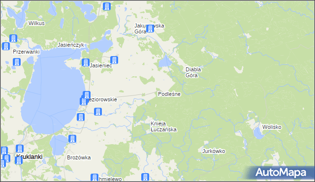 mapa Podleśne gmina Kruklanki, Podleśne gmina Kruklanki na mapie Targeo