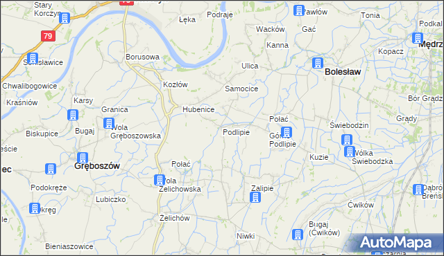 mapa Podlipie gmina Bolesław, Podlipie gmina Bolesław na mapie Targeo