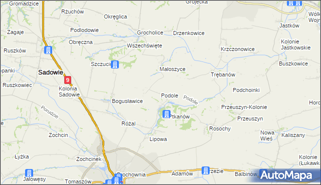 mapa Podole gmina Opatów, Podole gmina Opatów na mapie Targeo