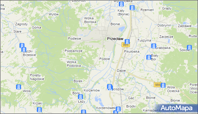 mapa Podole gmina Przecław, Podole gmina Przecław na mapie Targeo