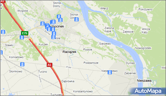 mapa Podole gmina Raciążek, Podole gmina Raciążek na mapie Targeo