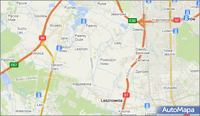 mapa Podolszyn Nowy, Podolszyn Nowy na mapie Targeo