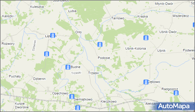 mapa Podosie gmina Miastkowo, Podosie gmina Miastkowo na mapie Targeo