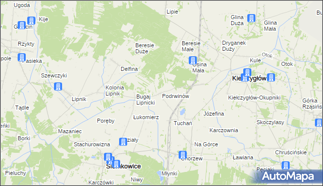 mapa Podrwinów, Podrwinów na mapie Targeo