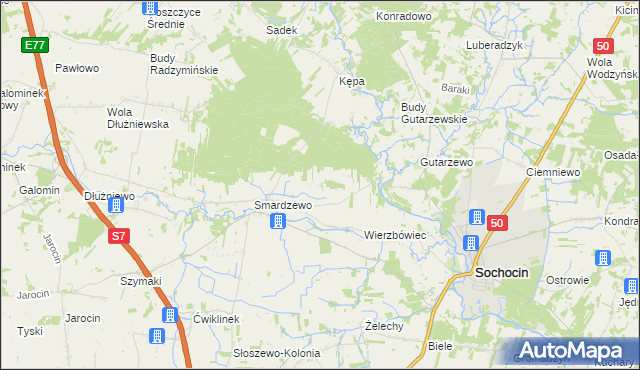 mapa Podsmardzewo, Podsmardzewo na mapie Targeo