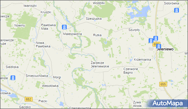 mapa Podwysokie Jeleniewskie, Podwysokie Jeleniewskie na mapie Targeo