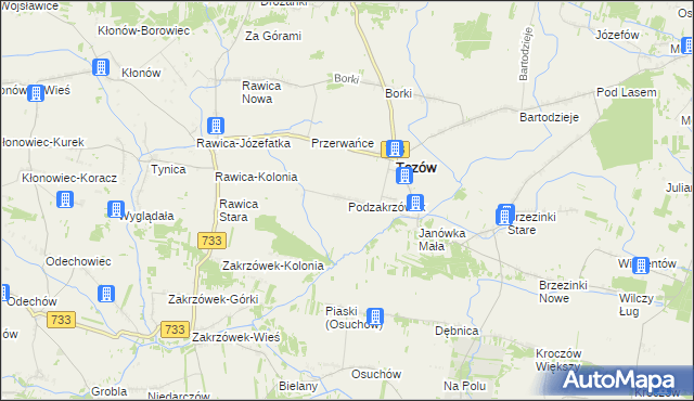 mapa Podzakrzówek, Podzakrzówek na mapie Targeo