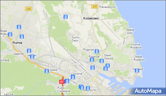 mapa Pogórze gmina Kosakowo, Pogórze gmina Kosakowo na mapie Targeo