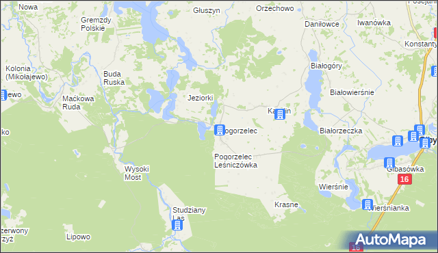 mapa Pogorzelec gmina Giby, Pogorzelec gmina Giby na mapie Targeo