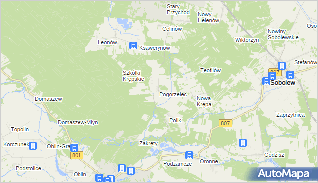 mapa Pogorzelec gmina Maciejowice, Pogorzelec gmina Maciejowice na mapie Targeo