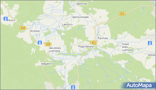 mapa Pogorzeliska, Pogorzeliska na mapie Targeo